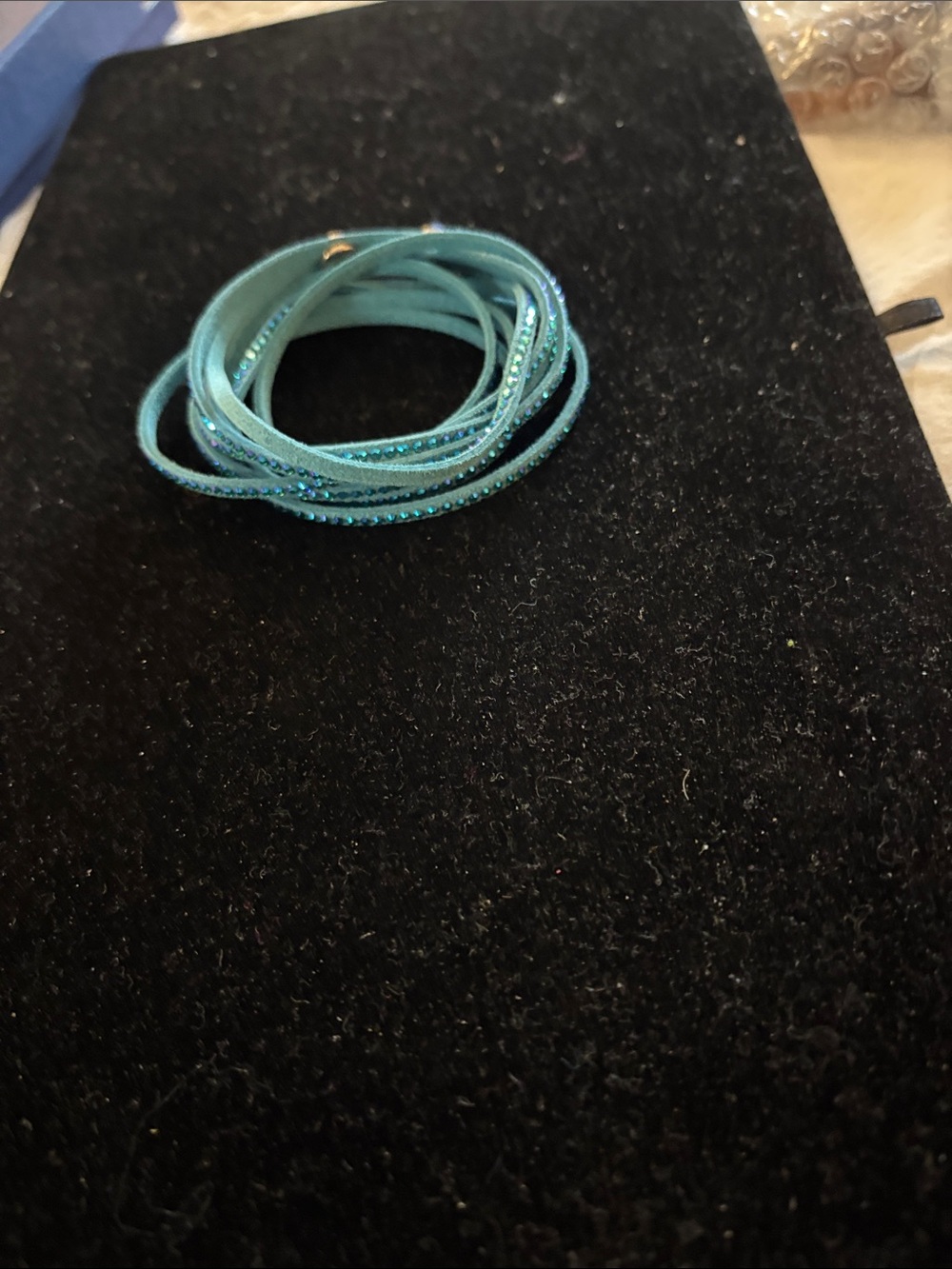 Touchstone Crystal Teal Multi-Strand Wrap Bracelet with Sparkle